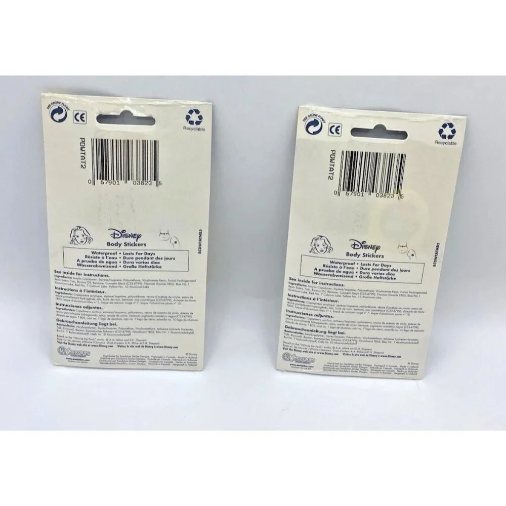 Winnie The Pooh Body Stickers Sandy Lion Disney Vintage Unopened Lot of 2 Packs
